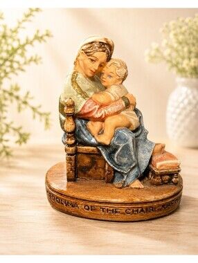 Sebastian Miniatures 1980s Madonna of the Chair Figurine Handcast, 2.5x3”